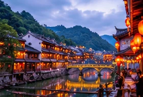 Ánh đèn ấm áp bên phố cổ